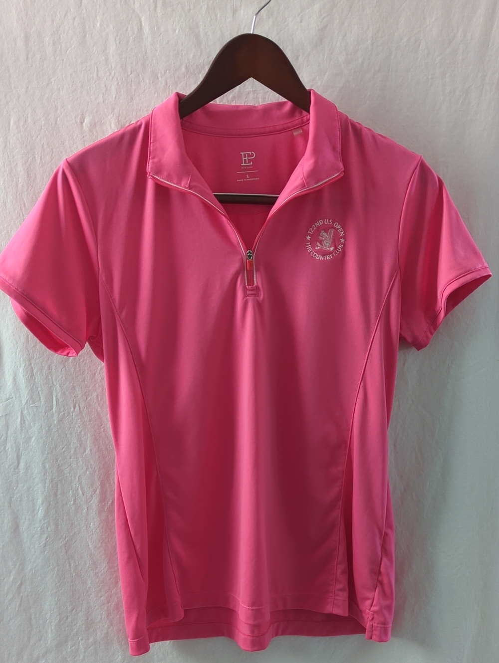 EPNY Womens Large Pink Golf Polo 122nd US Open The Country Club Brookline Zip